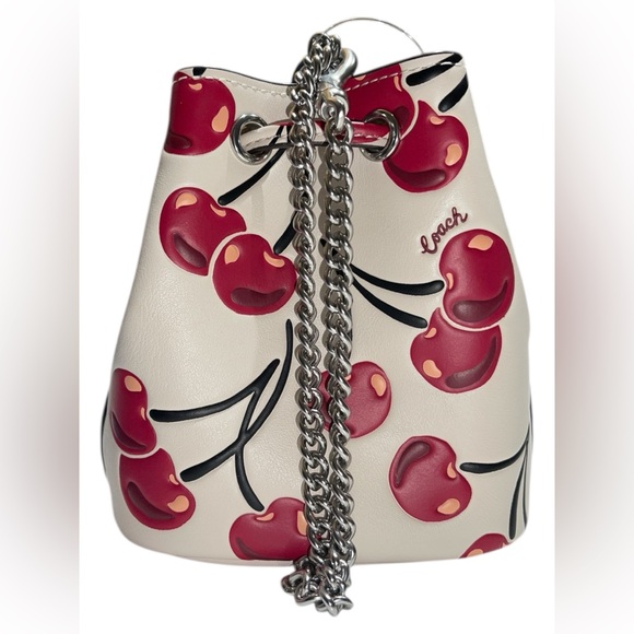 COACH DRAWSTRING WRISTLET WITH CHERRY PRINT CHALK MULTI - Picture 8 of 10